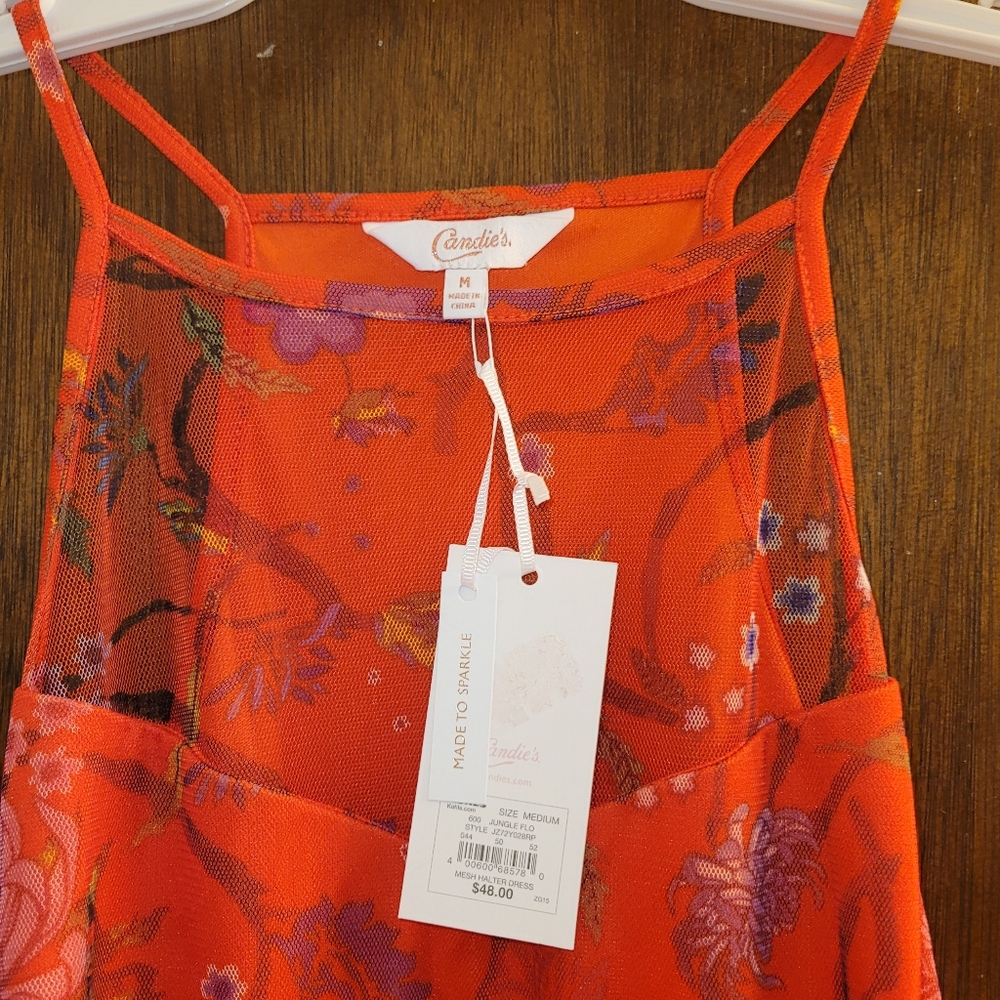 Candie's Orange and Purple Floral Mesh Halter Dress‎ NWT! - Picture 5 of 7